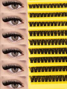 D 卷纤细睫毛簇睫毛，睫毛延长卷曲单根睫毛可在家 DIY 您喜欢的风格，蓬松假睫毛，柔软材质，200 件 DIY 簇混合长度睫毛自然柔软，是日常化妆和特殊场合的理想选择 - D - 查看 5
