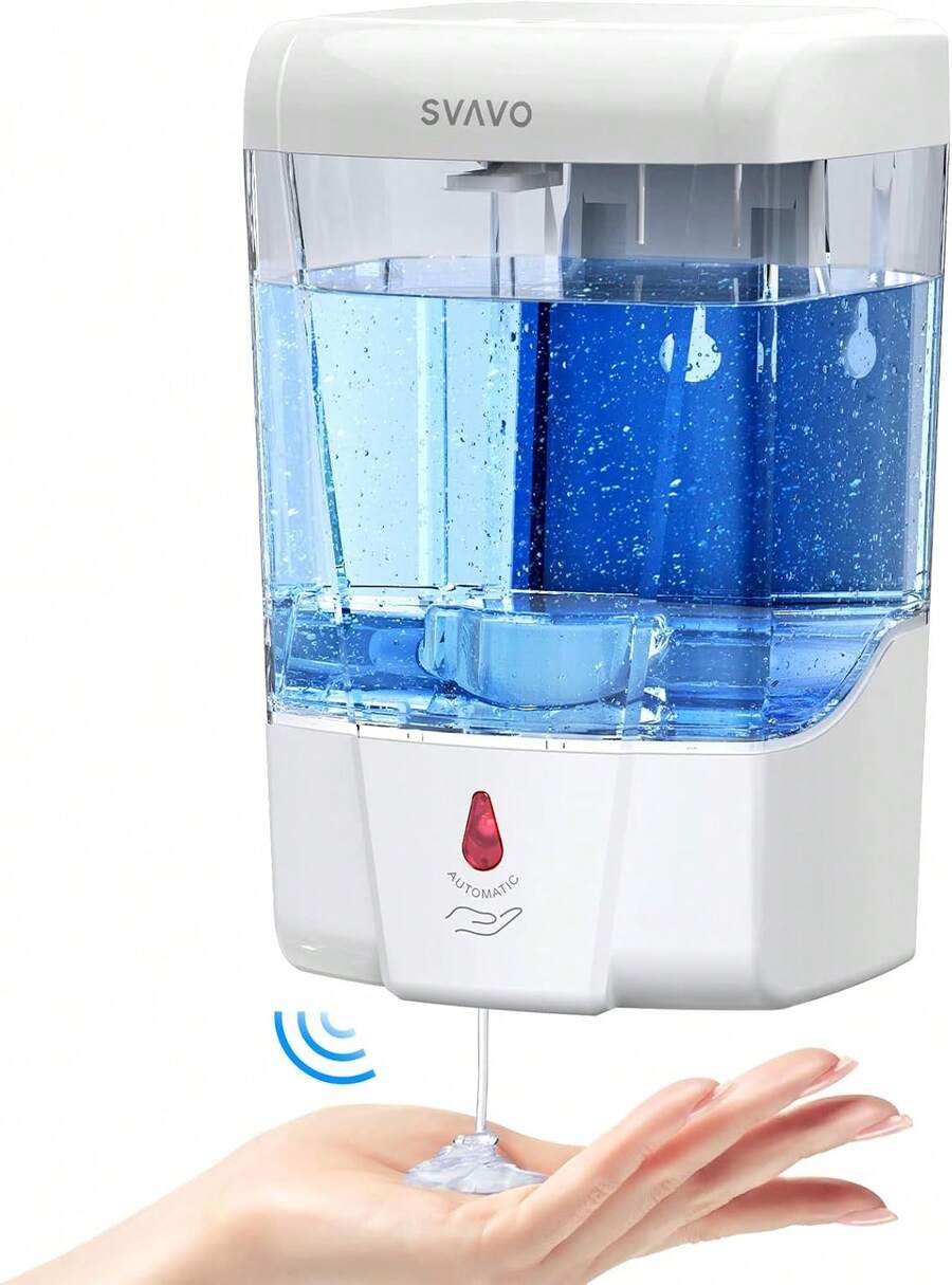 Automatic Soap Dispenser Touchless, 21oz/600ml Soap Dispenser Wall Mount, Liquid Soap Dispensers For Hand Soap Refill, Bathroom, Kitchen, Household, Commercial Place, ABS Plastic White,8802302 - 白色 - 查看 1