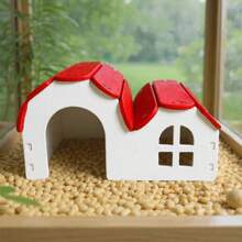 ORIZZONTE 小屋風格倉鼠屋 - 舒適、色彩鮮豔且易於組裝，倉鼠或小動物庇護所、籠舍、棲息地裝飾，14.5x9.6x8 厘米，意大利製造 - 紅色 - 查看 2