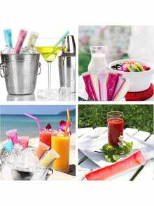480 piezas de bolsas desechables para paletas de hielo, incluye embudo para bolsas de hielo para jugo, cubitos de hielo, frutas - Multicolor - Ver 8