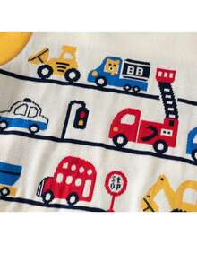 小男孩卡通汽车提花针织套头衫，全新秋冬设计