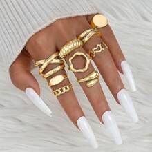 10 Stücke/Set modischer, vom Punk inspirierter, Cut Out Herz-Kreuz-Ring-Set, vielseitig für den Alltag, Partys und Streetstyle-Outfits geeignet