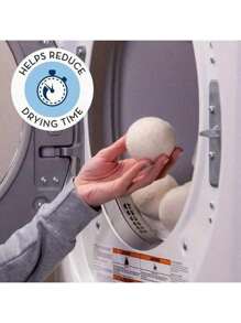 Pacote com 6 bolas para secadora de tambor - Bolas de lã orgânica reutilizáveis feitas à mão para lavar roupas, adequadas para máquinas de lavar, reduzindo o tempo de secagem e os vincos, com amaciante de roupas com fragrância natural para roupas, utensílios para lavanderia, secadora de roupas, acessórios para banheiro, itens essenciais para a casa, materiais de volta às aulas, presentes de Natal