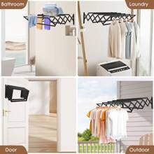 Black 42-80CM Wall Mounted Clothes Drying Rack, Foldable Wall Mount Laundry Drying Rack Folding Indoor, Drying Rack Clothing Collapsible, Retractable Towel Rack, Space Saver With 7 Drying Rods - one-size - View 7