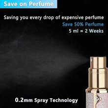 5ml Golden Refillable Perfume Atomizer - Portable Travel Spray Bottle With Leather Case, Mini Cologne Dispenser For Women & Men, Leakproof Essential Oil Bottle For Purse, Gym Bag & Travel