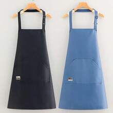 1pc Minimalist Neck Tie Apron, New Design With Large Pocket, Household Anti-Dirty Kitchen Cooking Catering Workwear Waist Apron For Men And Women