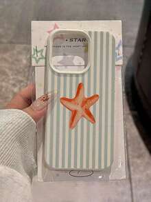 1 件夏季海星条纹设计保护手机壳，兼容 16 Pro Max/16/15/12 Pro Max/13/13 Pro Max/14/15/17/16 Pro/11 Pro Max/12，TPU 防震软壳兼容三星、手机、时尚、个性化插画风格防水防摔防刮 - 白色 - 查看 1