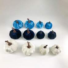 NetHong 12Pcs Fall Artificial Pumpkins Fake Velvet Pumpkin Autumn Halloween Party Decor - Multicolor - View 1