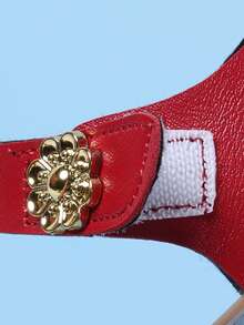 1 Pair Girls' Summer Woven Red Sandals, Minimalist Casual Fashion, Flat Beach Strap Princess Shoes, Suitable For Daily, Vacation And Travel - Red - View 8