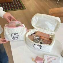 Sanrio 1 pieza Bolso de cosméticos de gran capacidad de Hello Kitty de Sanrio, diseño de dibujos animados lindo, bolsa de almacenamiento multifuncional de gran capacidad y duradera, bolso portátil adecuado para viajes o uso diario