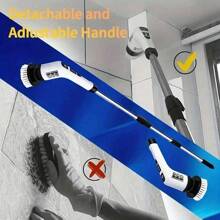 1 Electric Multifunctional Cleaning Brush, Long Handle Mop, Extended Telescopic Pole For Home, Kitchen, Bathroom, Toilet Cleaning Magic, Seven Brush Heads (Nine Brush Heads) Suitable For Various Scenarios