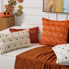 1 Vỏ gối thêu hình quả bí ngô Halloween mềm mại, trang trí, thích hợp cho ghế sofa phòng ngủ tại nhà, mùa thu - trái cam - Xem 7