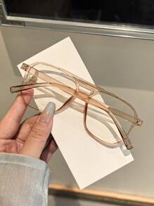 1 PC Women's Acrylic Glasses Frame Pilot Square Polycarbonate Frame Stylish Flat Glasses For Daily Reading And Daily Clothing Decor - Multicolor - View 9