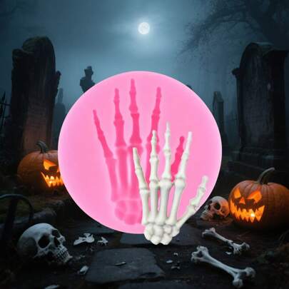 1 pezzo Stampo in silicone a forma di scheletro rosa per decorazioni di Ognissanti. Adatto per argilla, resina, gesso, decorazioni per feste e vacanze. Facile da smontare e riutilizzabile.