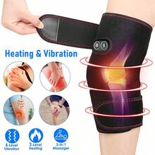 Heated Knee Brace Wrap, 3 Adjustable Heat And 6 Vibration Massager For Arthritis Knee Pain Relief Massaging Knee Pad - 黑色 - 查看 1