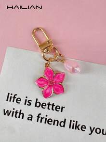 HAILIAN 1 件合金材质樱花形钥匙扣，轻巧优雅的设计，配以多色珍珠，适合女性作为日常包袋配饰、旅行配饰、沙滩配饰、包袋挂件、汽车钥匙扣、情侣生日/节日礼物 - 玫紅色 - 查看 3