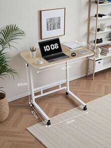 Laptop Table With Wheels And Adjustable Height/60x40x90cm - Beige - View 2