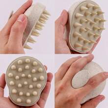 1 件头皮按摩器，促进头发生长，洗发刷，带柔软硅胶刷毛，用于去除头皮屑和头发护理，干发按摩器，用于头皮去角质，淡粉色，返校、旅行度假必备品，女士发饰 - 粉色 - 查看 3