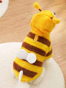 Comfortable Bee Theme Pet Hoodie - Small Dog Cat Fleece Clothing For Winter, Warm Pullover With Leash Hole, Dog Hooded Sweatshirt