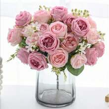 1 件人造花玫瑰花束绣球牡丹情人节礼物生日派对装饰婚礼花篮新娘手捧花家居装饰餐厅卧室窗台花瓶装饰新年装饰户外花园开学季 - 沙紅色 - 查看 4