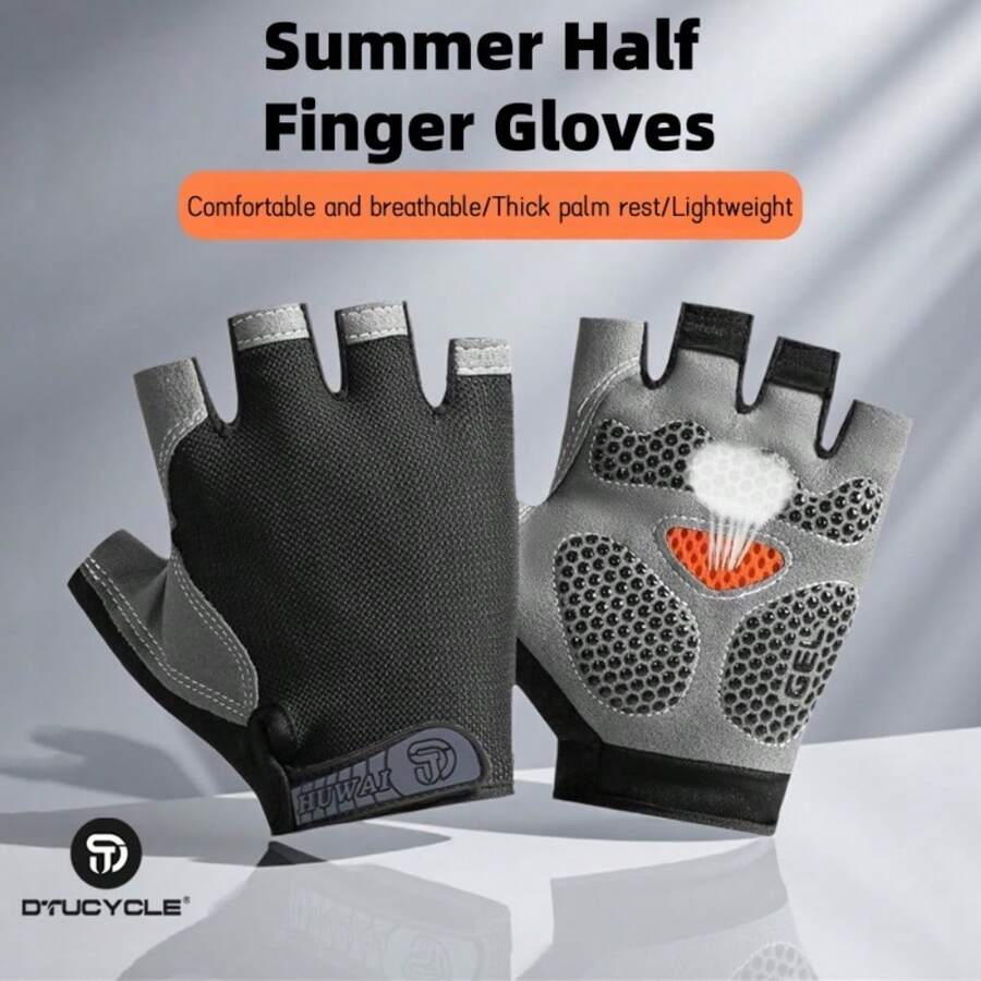 New Summer Outdoor Hiking Fitness Fishing Thin Sports Cycling Half Finger Gloves, Lightweight High Elasticity Breathable