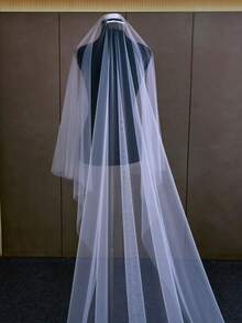 1 tấm mạng che mặt cô dâu dài bằng vải tuyn màu nude hai lớp, thích hợp cho đám cưới, đạo cụ chụp ảnh, văn phòng đăng ký kết hôn, lễ cưới tại nhà thờ, kèm lược chải tóc trang phục mùa thu dành cho phụ nữ - trắng - Xem 12