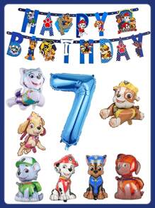 Paw Patrol Pfoten Patrol Themen Aluminium Folienballon Set, Cartoon Charakter Ali Aqi, Fellig, Grau, Perle, Lu Ma, Tian Tiana Aluminium Folie Ballons, ein Festival Ballon Set bestehend aus sieben verschiedenen Hunde Aluminiumfolie Ballon, unverzichtbare dekorative Ballon für Geburtstagsfeiern, Festivalpartys, Thanksgiving, Valentinstag, Weihnachten, Muttertag, Schulanfang, Abschlussfeier