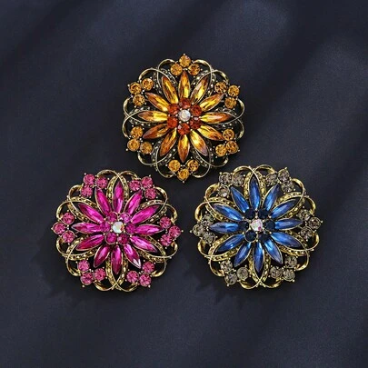 1枚 - 4种颜色可选 复古高端锌合金女士胸针，适合搭配外套、连衣裙、正式场合