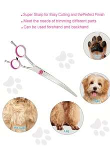 Dog Grooming Scissors, 7.5 Inch Professional Dog Grooming Scissors Set With Storage Bag, Professional Stainless Steel Dog Hair Cutting Scissors, Cat Grooming Supplies Cat Scissors Home Use Cat Pet Grooming Set Home Use Dog Grooming Set - Multicolor - View 4