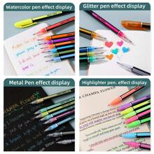 1 Set Unique Color (No Duplicates) - Fine Tip Art Markers, Plastic Material With Metallic Pen, Highlighter, Glitter Pen And Watercolor Pen, Suitable For Adult Coloring Books, Doodles, Scrapbooking, Drawing, Painting, Writing, Sketching And Highlighting, Great Gift For Back To School, Artists And Crafters