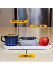 硅胶托盘套装 - 1/2 件套(11.8 英寸和 9.8 英寸)大号防碎耐热白色大理石设计梳妆台托盘,适用于浴室台面、厨房台面水槽、卫生间、卧室、肥皂、香水收纳盒 - 彩色 - 查看 6