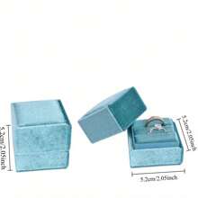 1pcs High Quality Velvet Double Ring Box, Double Ring Box For Wedding Ceremony, 2 Slots, Square, Soft Lining, Suitable For Valentine's Day, Proposal, Wedding Anniversary, Birthday, Jewelry Box.(Available In Multiple Colors)