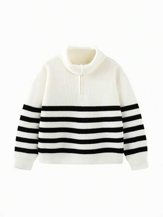 mini bala Maglione morbido a maglia a righe per ragazze, coordinato mamma + figlia 2025
