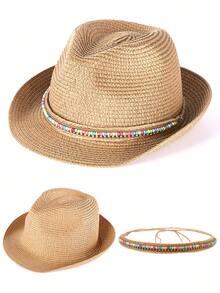 Cappello da sole versatile da donna - con bordo rialzato retrostante per stile da spiaggia e quotidiano, protezione UV + opzioni multicolore - Cappello di paglia + accessori rimovibili - Visualizzare 16