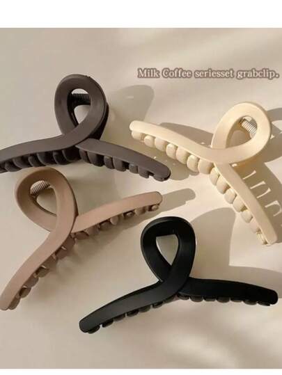 1-4 件女士简约黑色/棕色/白色塑料发夹，用途广泛，优雅，适合日常、通勤、派对、洗漱、化妆、搭配服装发饰优雅爪夹，学校用品，学院秋冬度假装女士