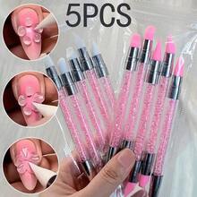 Double-Ended Silicone Nail Art Pen Press Wand Is A Multi-Functional Nail Art Tool For Applying Carved And Toning Glue - Pink - View 7