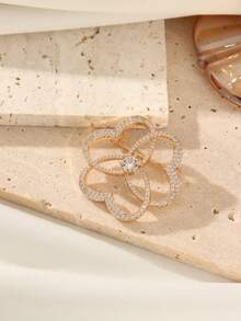 1pc Elegant Vintage Style Multi-Layer Copper Alloy Brooch With Shiny Zirconia - Women's Unique Multi-Layer Heart Design, Suitable For Parties And Special Occasions - Multicolor - View 4