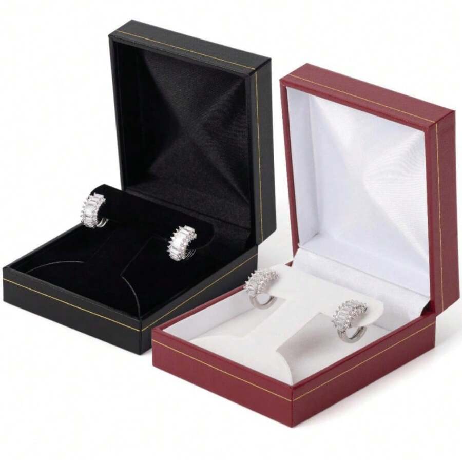 1pc Earring Boxes For Jewelry Gift, Earring Organizer Box, Jewelry Packaging Display Box, Earring Box For Girls, Gold Trim, Lightweight And Portable, For Birthdays, Valentine's Day, Anniversaries, Gift Packaging, Jewelry Display (6.9*8.1*3.2cm)