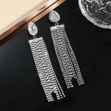 1 par de brincos pendentes de cristal em forma de lágrima exagerada e elegante