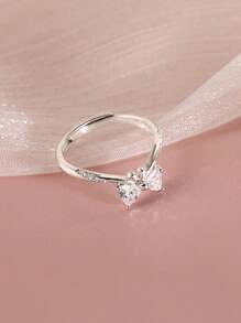 1pc Cute & Fresh Bowknot Adjustable Open Ring, Fashionable Daily Wear Romantic Wedding Accessory For Women