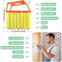 Wet & Dry Window Blind Cleaner Brush, Ergonomic Handle For Cleaning Curtains, Dirty Blinds & Home Care Cleaning Tool, Wet Wipe Sponge