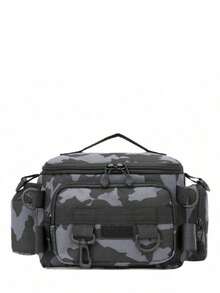 1 件多隔层防水渔具包，迷彩和几何图案 - 纯色可选，拉链开合，肩带。非常适合户外徒步、露营和存放渔具，户外钓鱼包