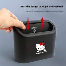 Sanrio 3pcs Hello Kitty Car Trash Can, Cute Mini Car Storage Box, Essential Car Accessory, Washable Material, Press-Open Design, Easy To Store And Use, Suitable For All Vehicle Models, Ideal For Car Organization And Storage