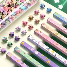 540 张印花星星折纸，兔子、心形、三叶草、星座、星星、创意幸运星礼物装饰工艺品，适用于学校用品，返校 - 印花星星紙 - 查看 2