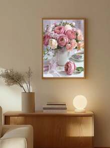 1pc "Pink Floral Tea Time" 5D Diamond Painting Set DIY Full Diamond Gem Art Embroidery Painting Wall Decor Adult Beginner Gift 30x40cm