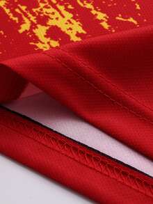 SURUIDA 1 件西班牙男式足球球衣，红色运动衫，舒适运动 T 恤，适合团队比赛 - 紅色 - 查看 5