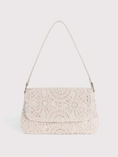 حقيبة كتف كروشيه مجوفة بالزهور، طقم كروتشيه، حقيبة سفر يجب أن تكون، حقائب مساء أنيقة، أكياس بوهيمي للبطانة، إجازة للنساء (السن)