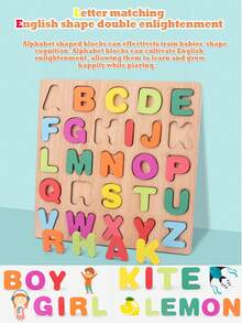 Wooden Puzzles For Toddlers, 4 Packs Alphabet Shape Puzzles For Kids 4 Wooden Montessori Toddler Puzzles ,Wooden ABC Alphabet Number Shape Puzzles Learning Puzzle Toys,Wooden Alphabet Number Shape Puzzles For Kids 3 Years Old Boys & Girls (Letter And Number Blocks With Random Colors) - Multicolor - View 6