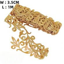 1M/Rolle Metall-Spitzenband Basteln DIY Nähen Kostüme Stickerei Goldene Spitzenborte zum Aufbügeln Blume für Brautkleider Wohndekoration