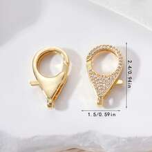 1 pezzo Connettore per collana e bracciale di grandi dimensioni con chiusura a moschettone placcata in oro con zirconi micro-intarsiati - Multicolore - Visualizzare 16